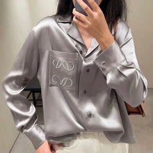 Load image into Gallery viewer, Glossy Embroidered Ribbon Shirt