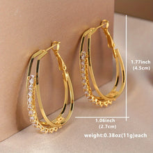 Load image into Gallery viewer, Shiny Rhinestone Decor Hoop Earrings