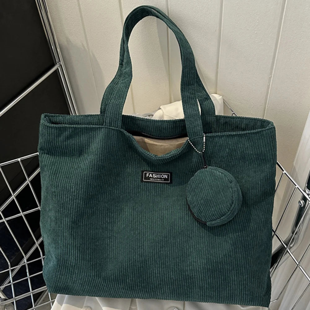 Women Corduroy Tote Handbag