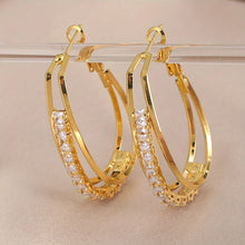 Load image into Gallery viewer, Shiny Rhinestone Decor Hoop Earrings
